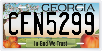 GA license plate CEN5299