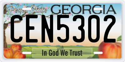 GA license plate CEN5302