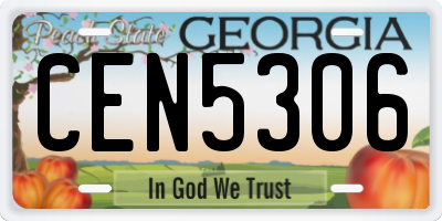 GA license plate CEN5306