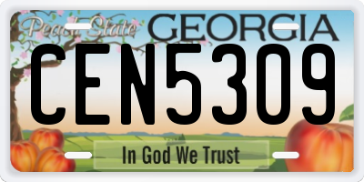 GA license plate CEN5309