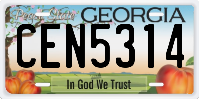 GA license plate CEN5314