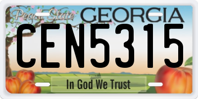 GA license plate CEN5315