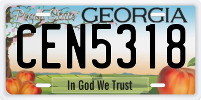 GA license plate CEN5318