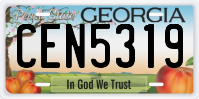 GA license plate CEN5319