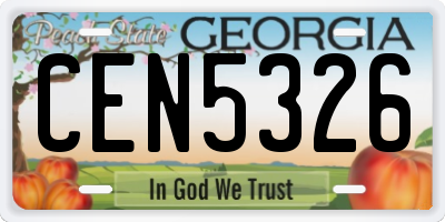 GA license plate CEN5326