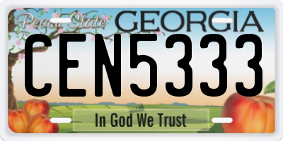 GA license plate CEN5333