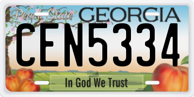 GA license plate CEN5334