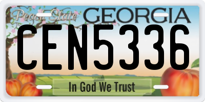 GA license plate CEN5336