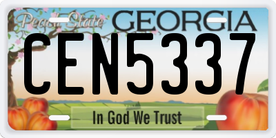 GA license plate CEN5337