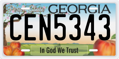 GA license plate CEN5343
