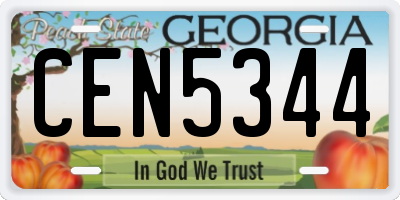 GA license plate CEN5344