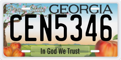 GA license plate CEN5346