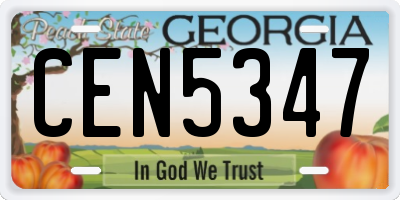 GA license plate CEN5347