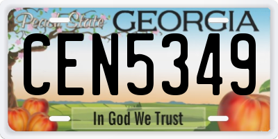 GA license plate CEN5349