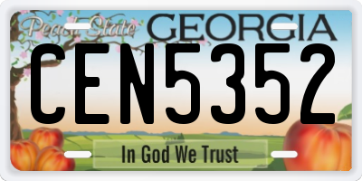 GA license plate CEN5352