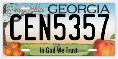 GA license plate CEN5357