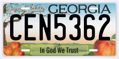 GA license plate CEN5362