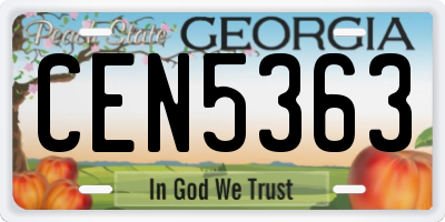 GA license plate CEN5363
