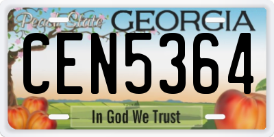 GA license plate CEN5364