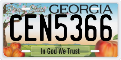 GA license plate CEN5366