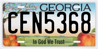 GA license plate CEN5368