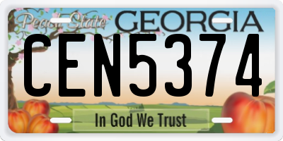 GA license plate CEN5374
