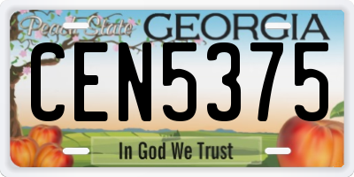 GA license plate CEN5375