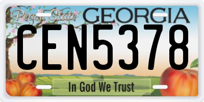 GA license plate CEN5378