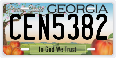 GA license plate CEN5382
