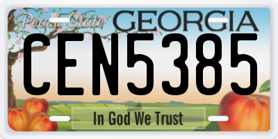 GA license plate CEN5385
