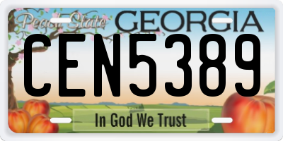 GA license plate CEN5389