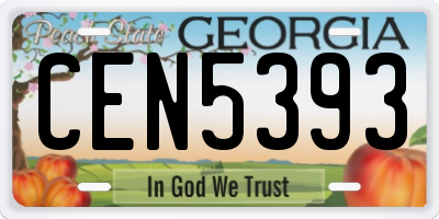 GA license plate CEN5393