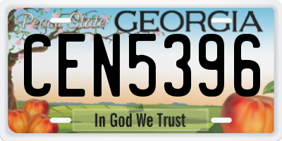 GA license plate CEN5396