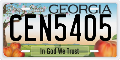 GA license plate CEN5405