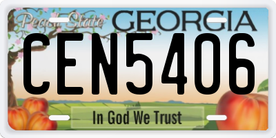 GA license plate CEN5406