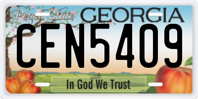 GA license plate CEN5409