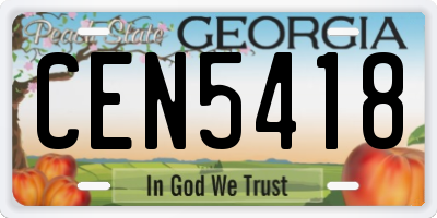 GA license plate CEN5418