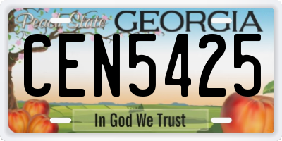 GA license plate CEN5425