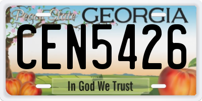 GA license plate CEN5426