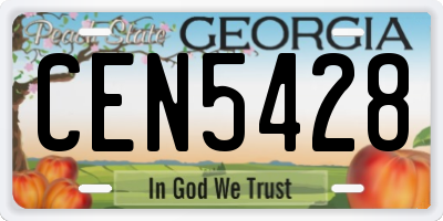 GA license plate CEN5428