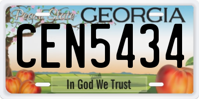 GA license plate CEN5434