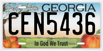 GA license plate CEN5436