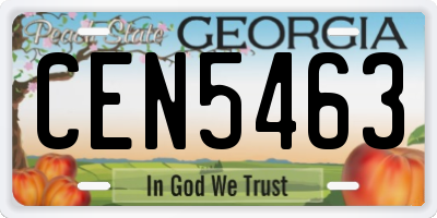 GA license plate CEN5463