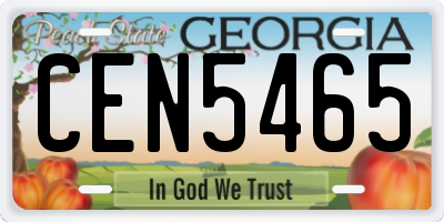 GA license plate CEN5465
