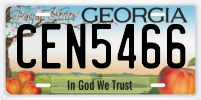 GA license plate CEN5466