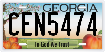 GA license plate CEN5474