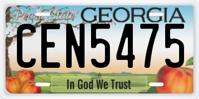 GA license plate CEN5475