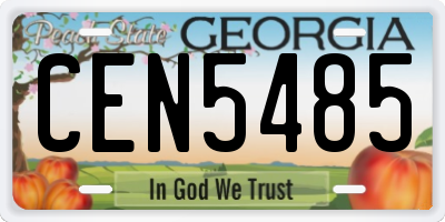 GA license plate CEN5485