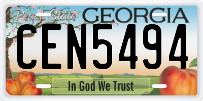 GA license plate CEN5494
