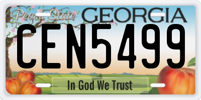 GA license plate CEN5499